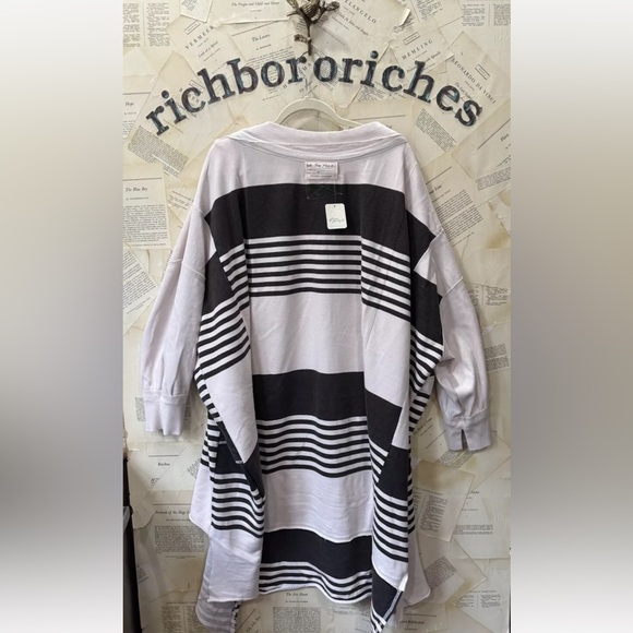 Free People Off The Shelf Maxi Top Sweatshirt Reversible Slits Mauve Chalk - Picture 7 of 7